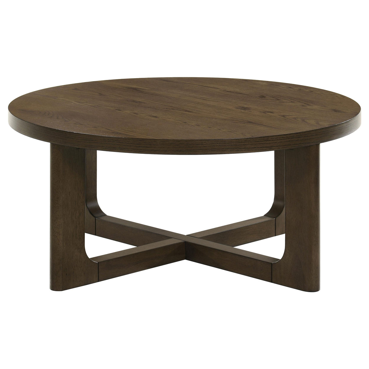 Kessler Brown Round Sculptural Wood Coffee Table from Coaster - Luna Furniture