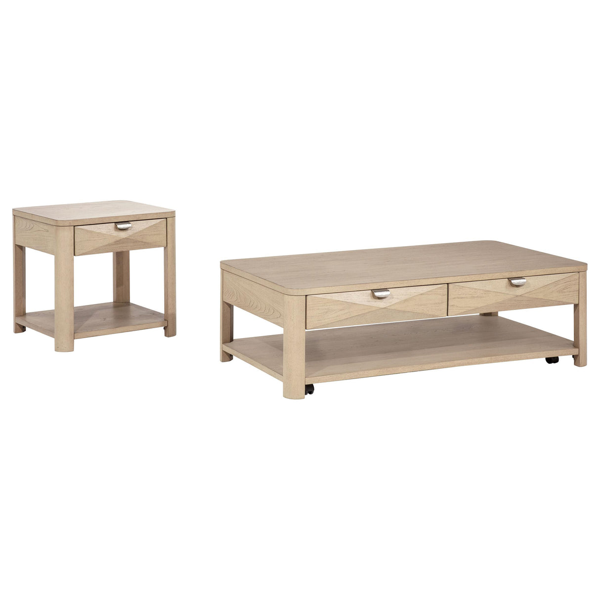 Marcelo Light Elm 2-Piece Coffee Table Set with Storage from Coaster - Luna Furniture