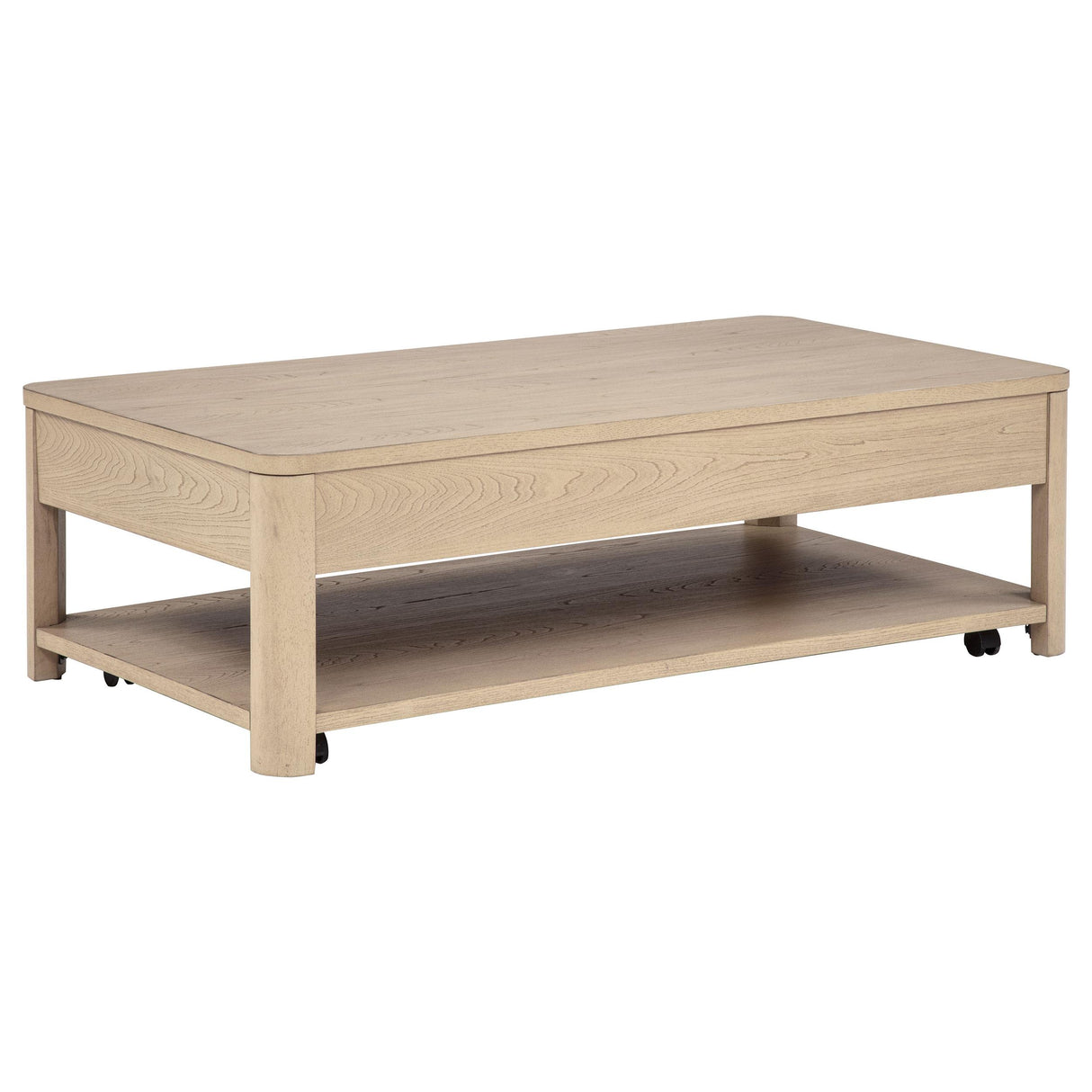 Marcelo Light Elm Wood Coffee Table with 2 Drawers and Shelf from Coaster - Luna Furniture