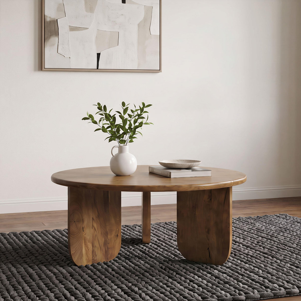 Dale Honey Mango Sculptural Round Solid Mango Wood Coffee Table from Coaster - Luna Furniture