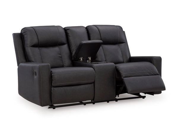 Mackmenville Carbon Reclining Loveseat with Console