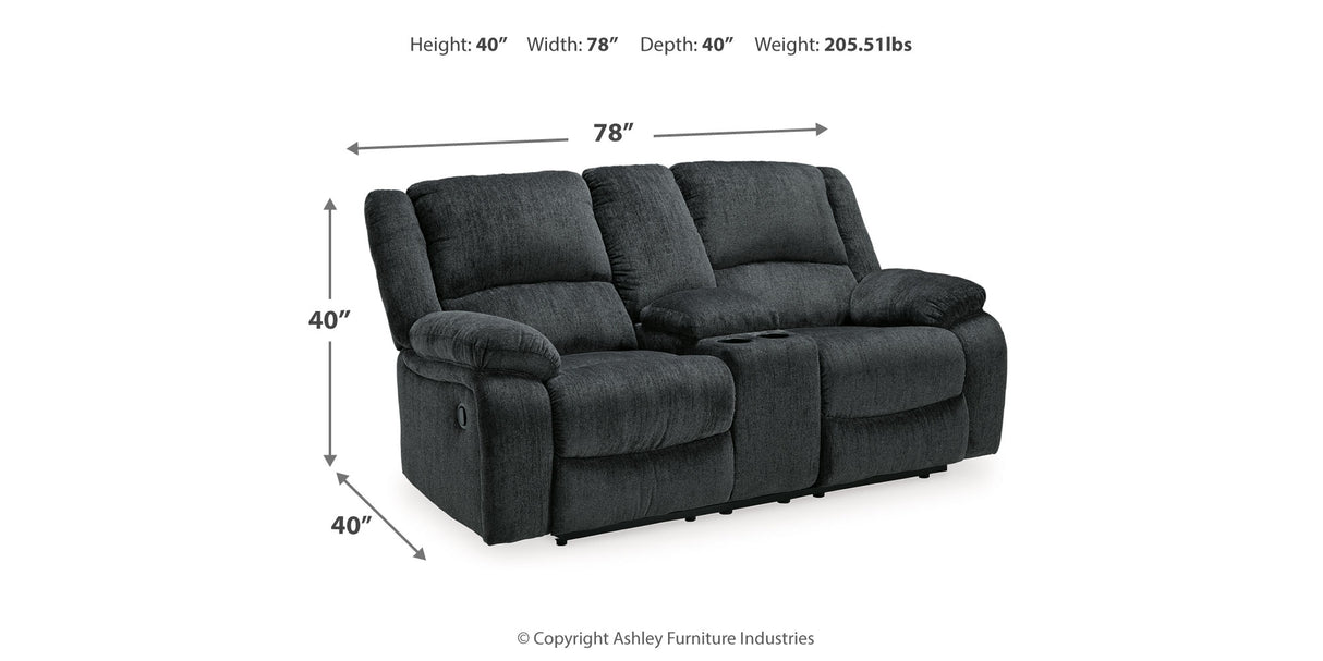 Draycoll Slate Reclining Loveseat with Console and Recliner from Ashley Furniture - Luna Furniture