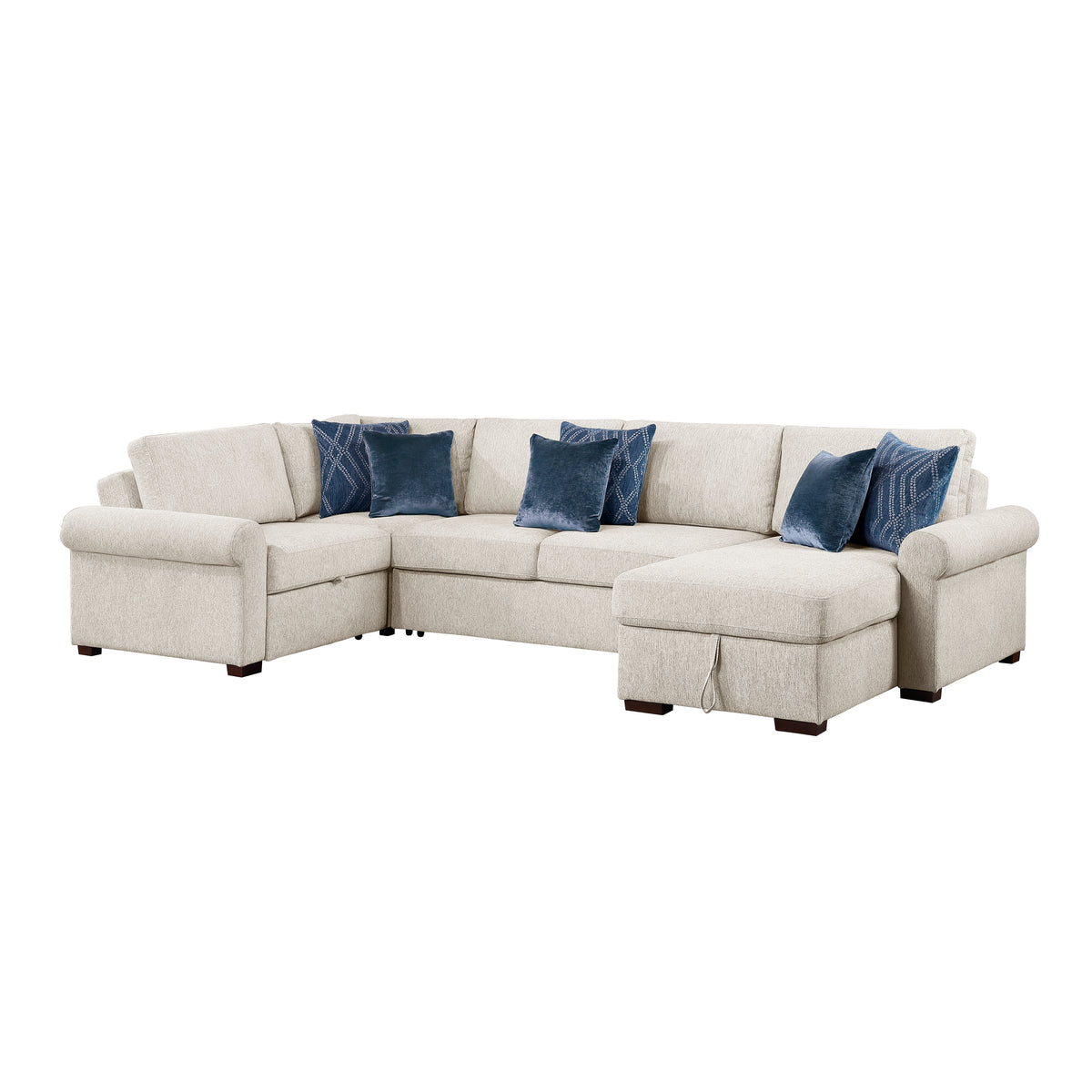 Isla Beige 4-Piece Sectional with Chair-and-a-Half Sleeper and Storage Chaise from Homelegance - Luna Furniture