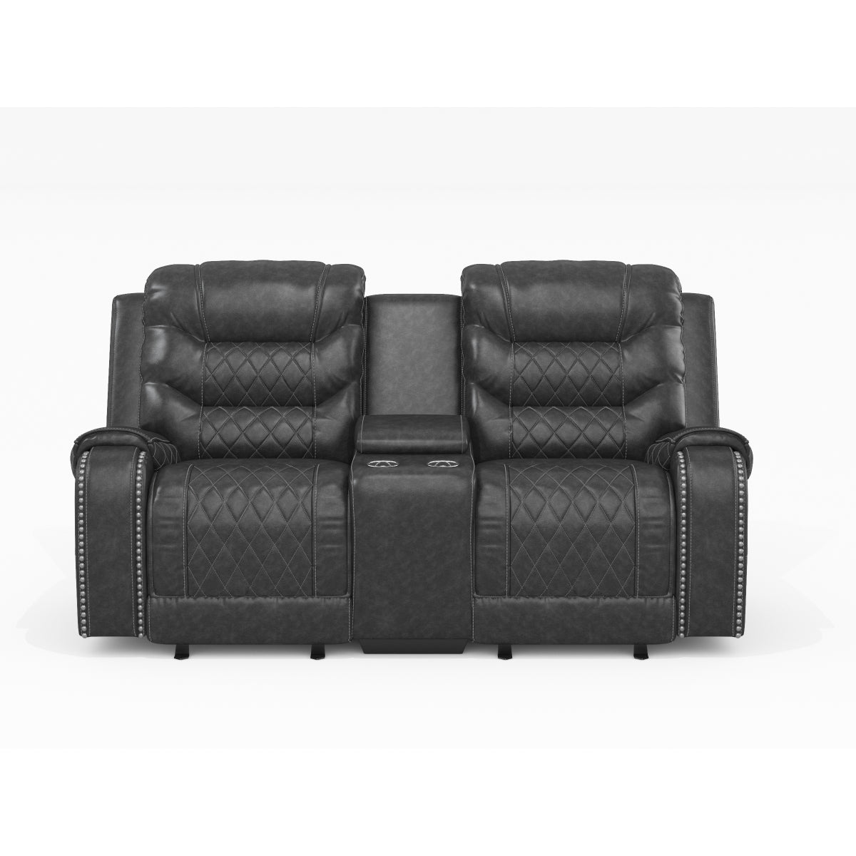 Putnam Gray Reclining Loveseat With Console from Homelegance - Luna Furniture