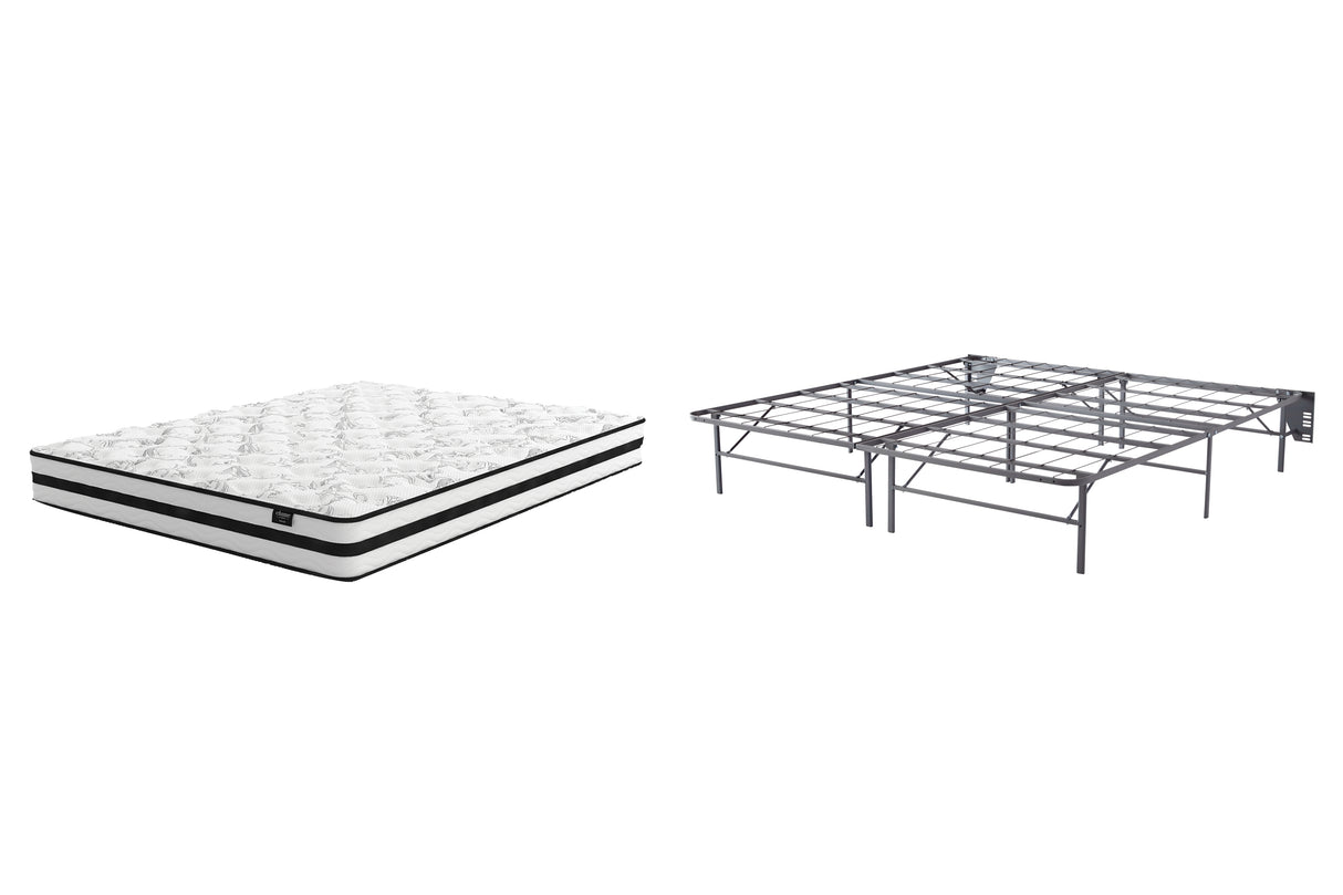 8 Inch Chime Innerspring Mattress with Foundation in White from Ashley - Luna Furniture