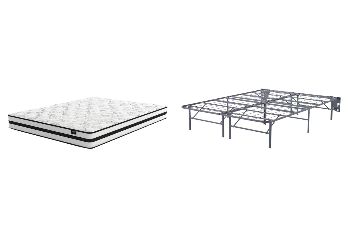8 Inch Chime Innerspring Mattress with Foundation in White from Ashley - Luna Furniture