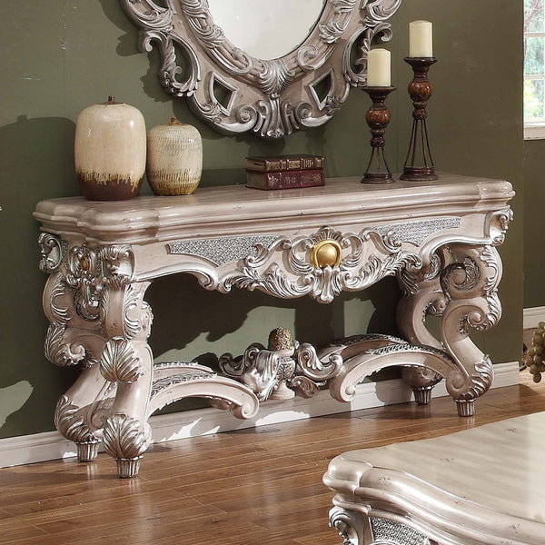 HD-8001 Metallic Antique Silver Console Table