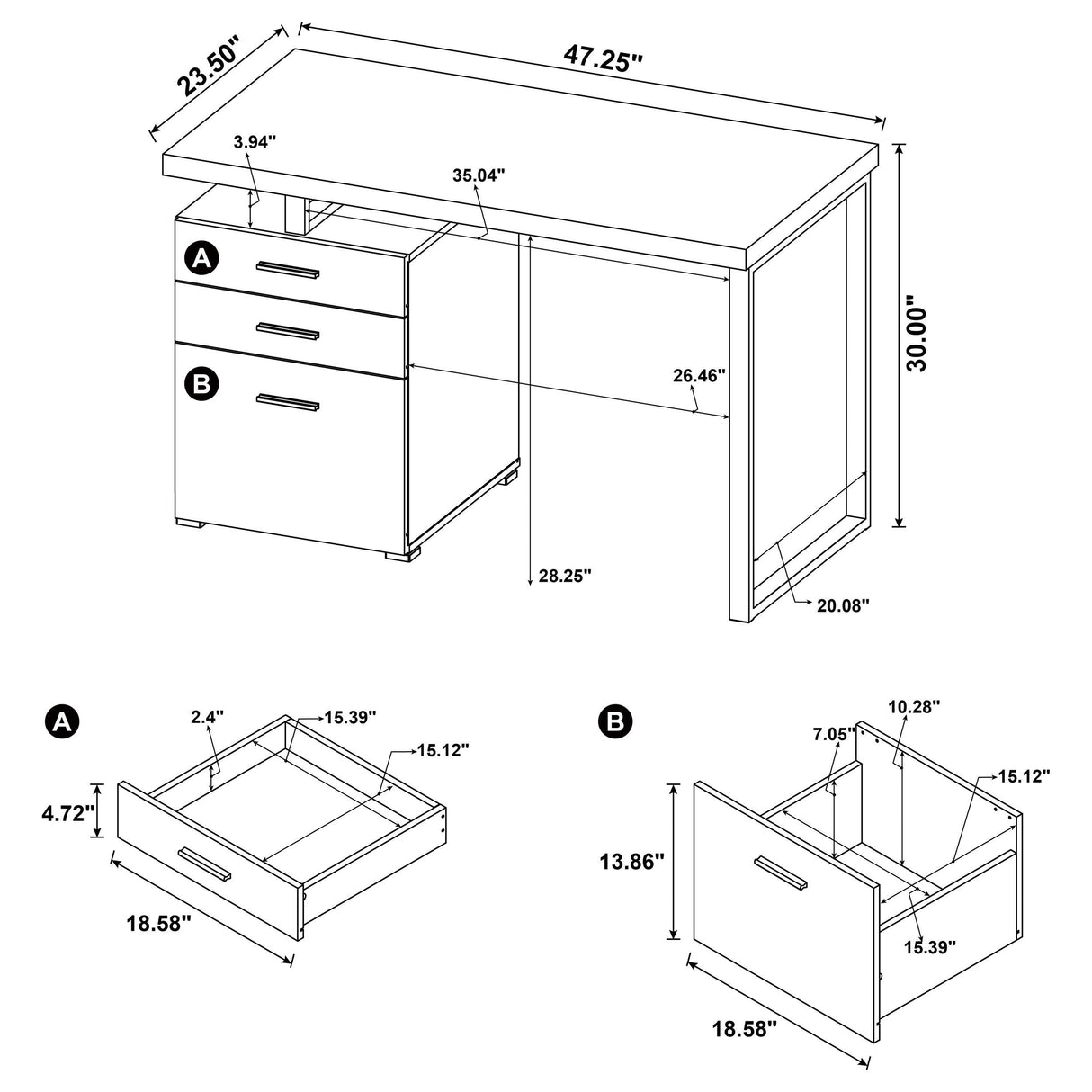 Brennan Mango 47-inch 3-drawer Office Computer Desk from Coaster - Luna Furniture