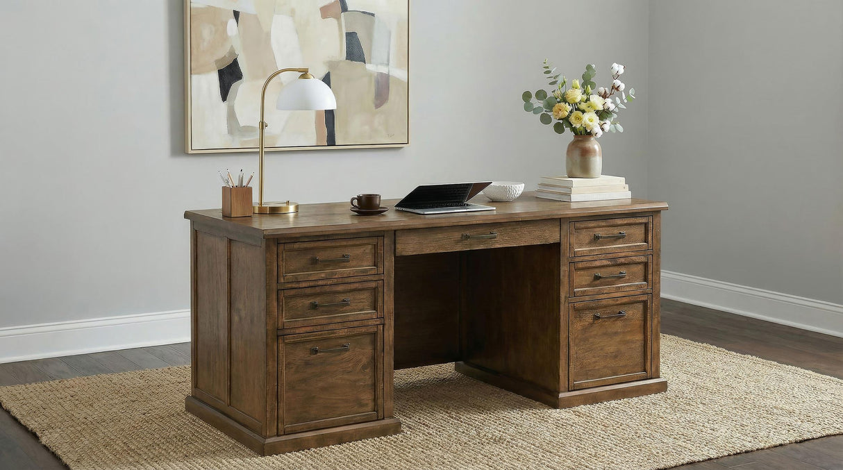 Altidore Distressed Brown 68-inch 7-drawer Executive Home Office Desk from Coaster - Luna Furniture