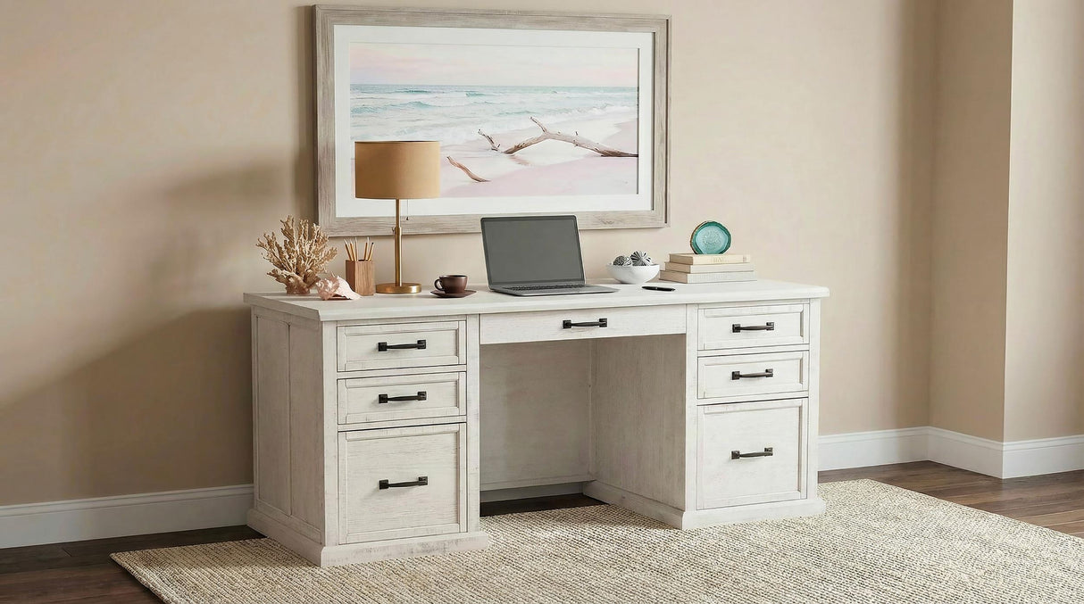 Altidore Distressed White 68-inch 7-drawer Executive Home Office Desk from Coaster - Luna Furniture