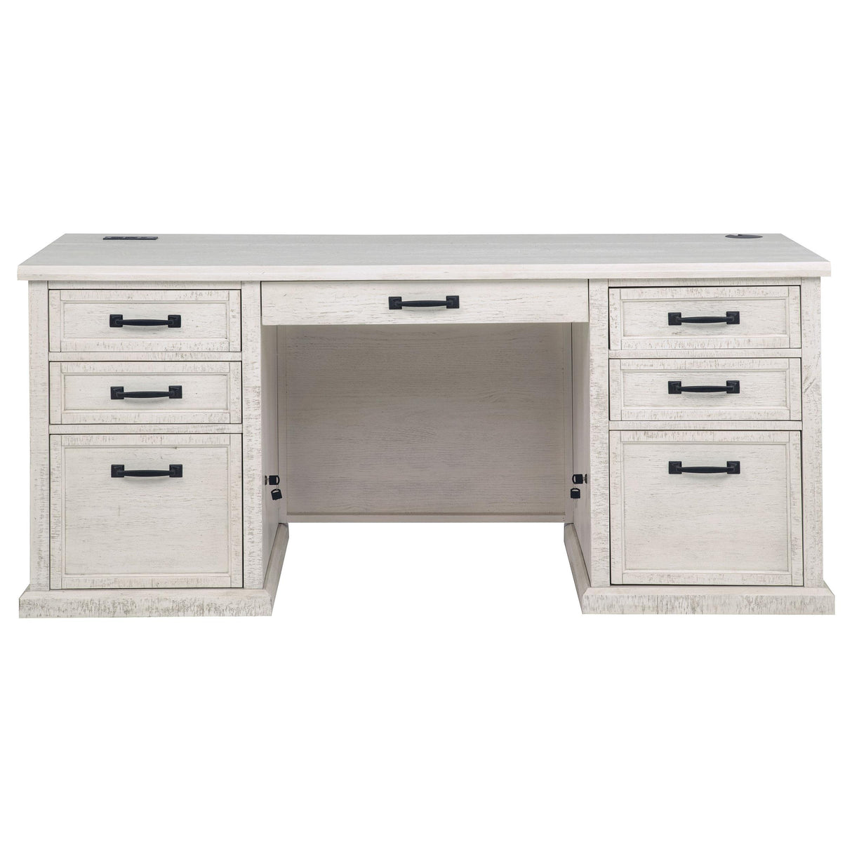 Altidore Distressed White 68-inch 7-drawer Executive Home Office Desk from Coaster - Luna Furniture
