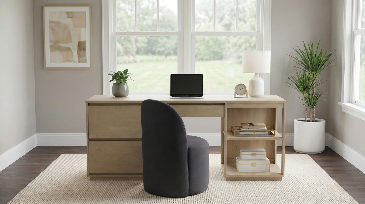 Harkes Light Elm 75-inch 3-Drawer Computer Desk with Adjustable Shelf from Coaster - Luna Furniture