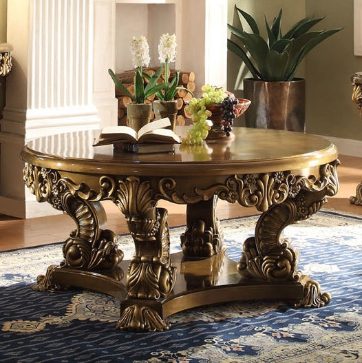 HD-8008 Metallic Antique Gold/Perfect Brown Coffee Table from Homey Design - Luna Furniture