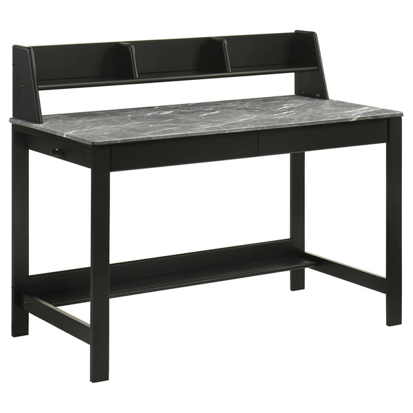 Besler Gray Stone and Black 47-inch Smart Top Writing Desk with Shelf