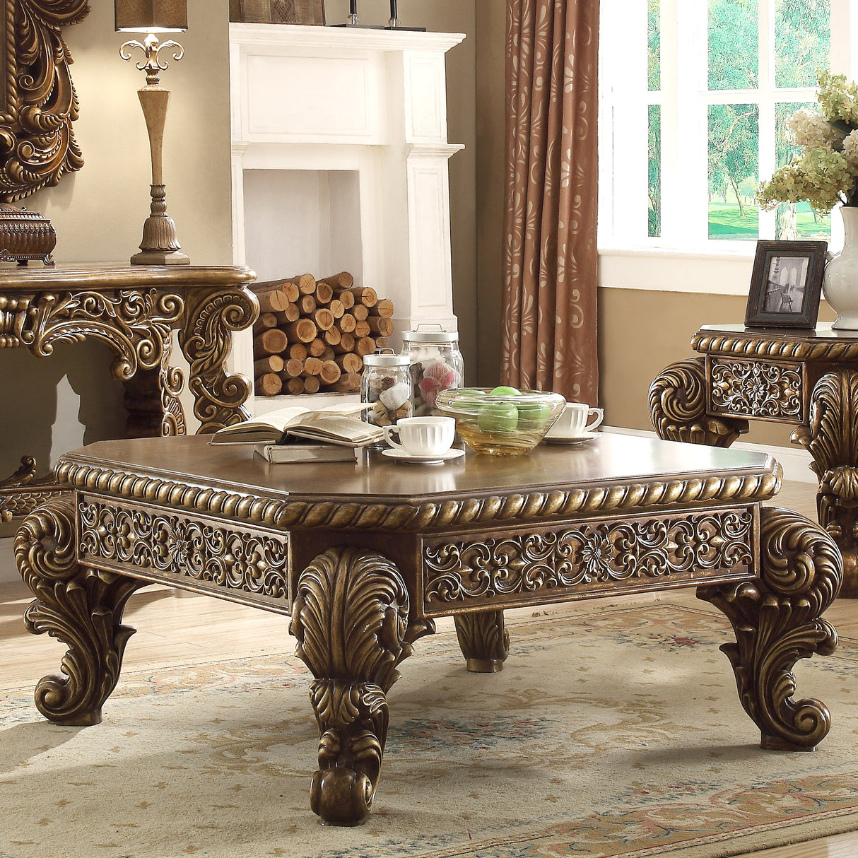 HD-8011 Antique Gold/Perfect Brown Coffee Table from Homey Design - Luna Furniture