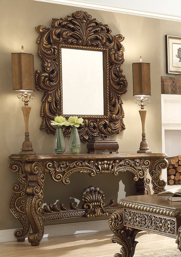 HD-8011 Antique Gold/Perfect Brown Console Table