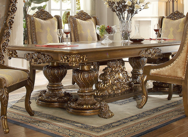 HD-8011 Antique Gold/Perfect Brown Dining Table