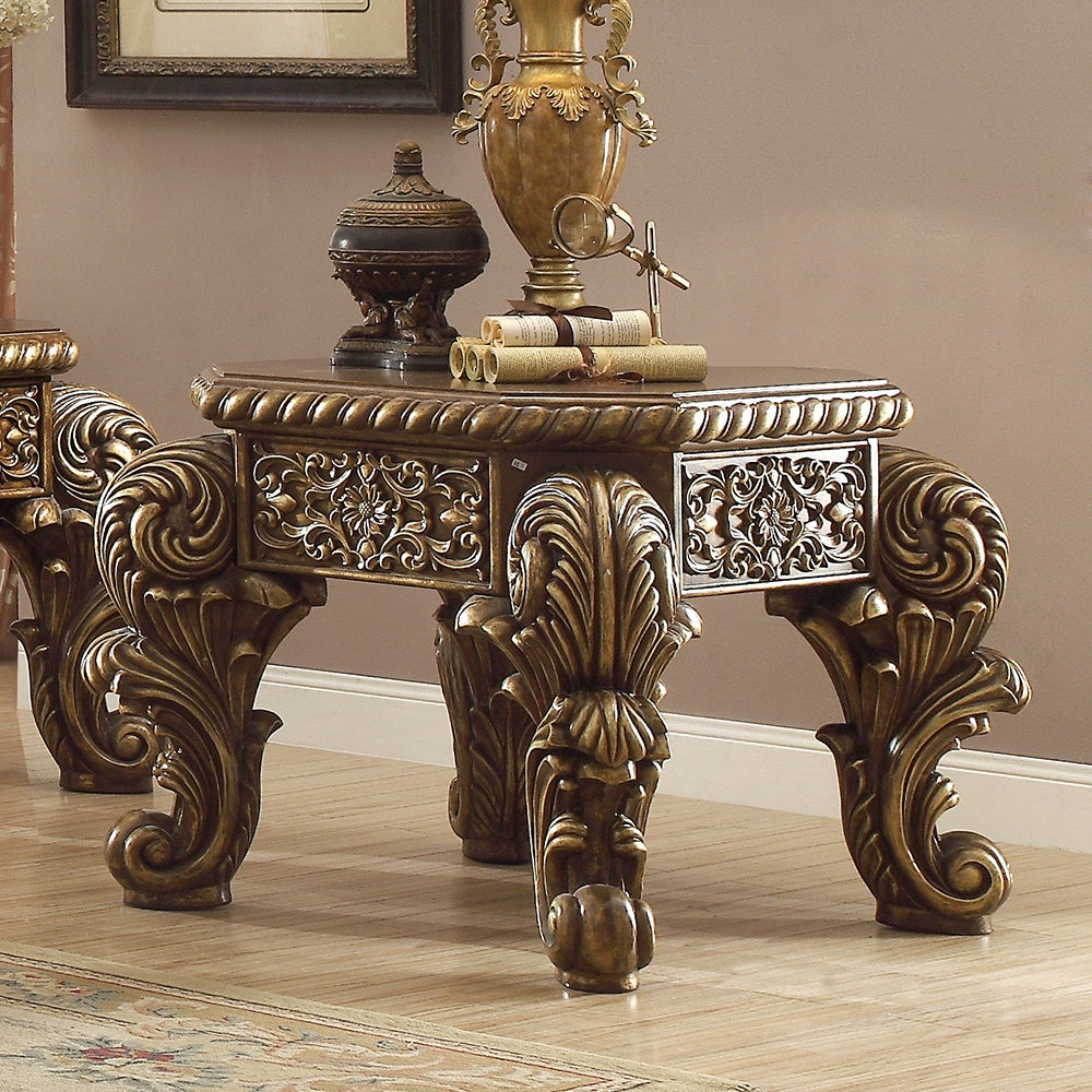 HD-8011 Antique Gold/Perfect Brown End Table from Homey Design - Luna Furniture