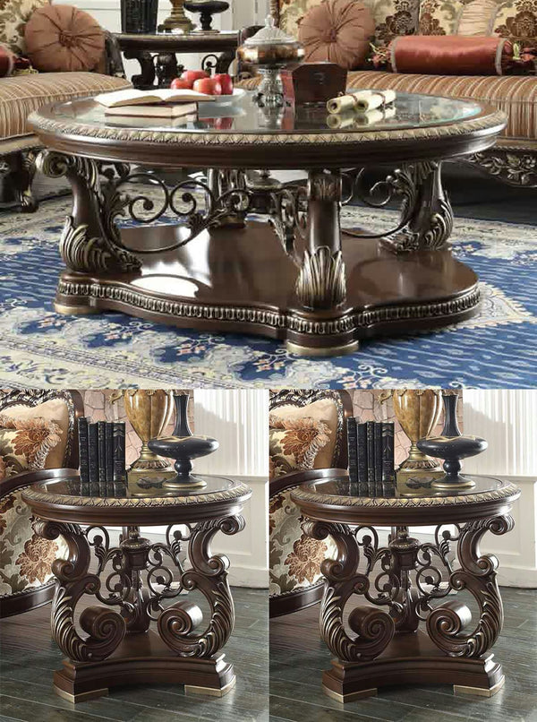 HD-8013 Brown Cherry 3-Piece Coffee Table Set