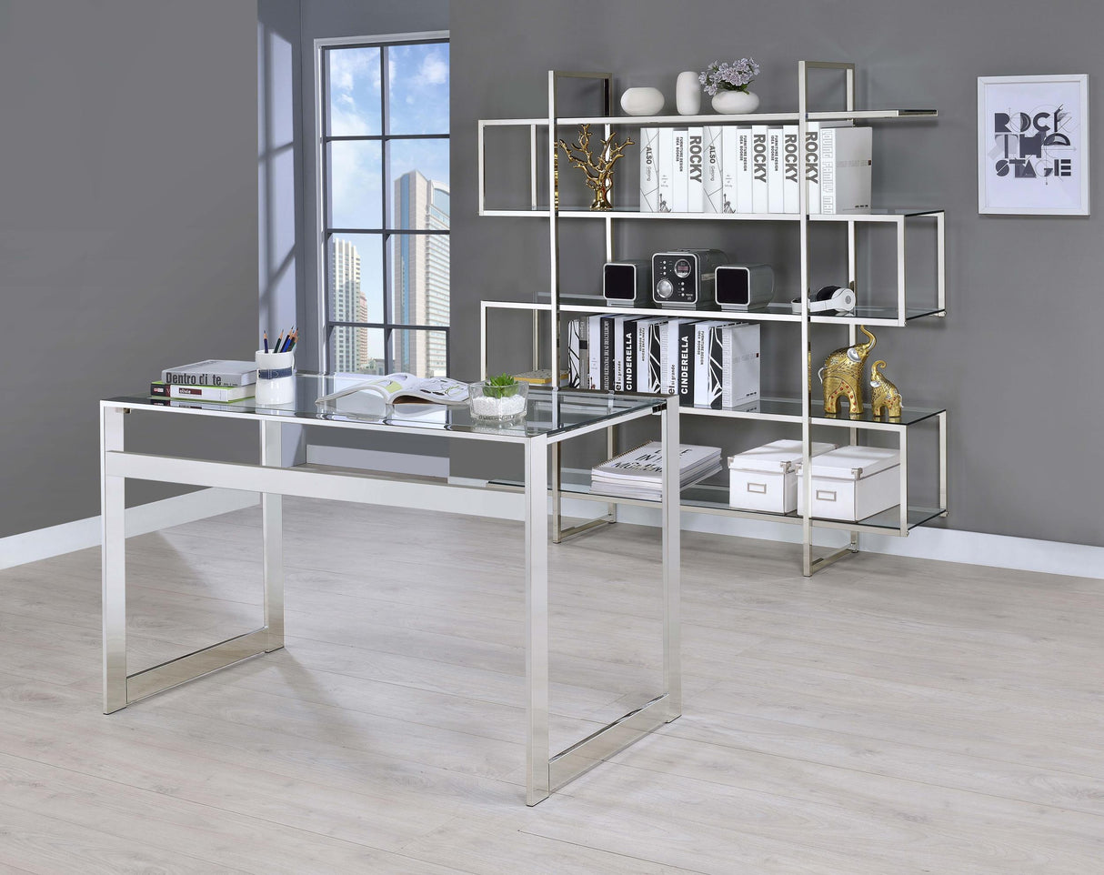 Elmer Clear and Chrome 5-Shelf Bookcase from Coaster - Luna Furniture