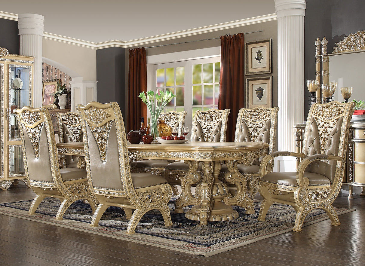 HD-8015 Mohawk Pickle Frost/Metallic Antique Silver 7-Piece Dining Set from Homey Design - Luna Furniture