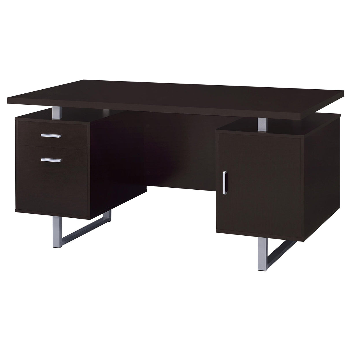 Lawtey Cappuccino Rectangular Storage Office Desk from Coaster - Luna Furniture