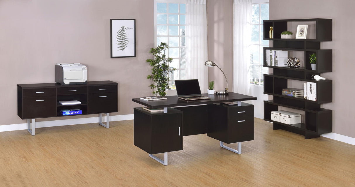 Lawtey Cappuccino Rectangular Storage Office Desk from Coaster - Luna Furniture