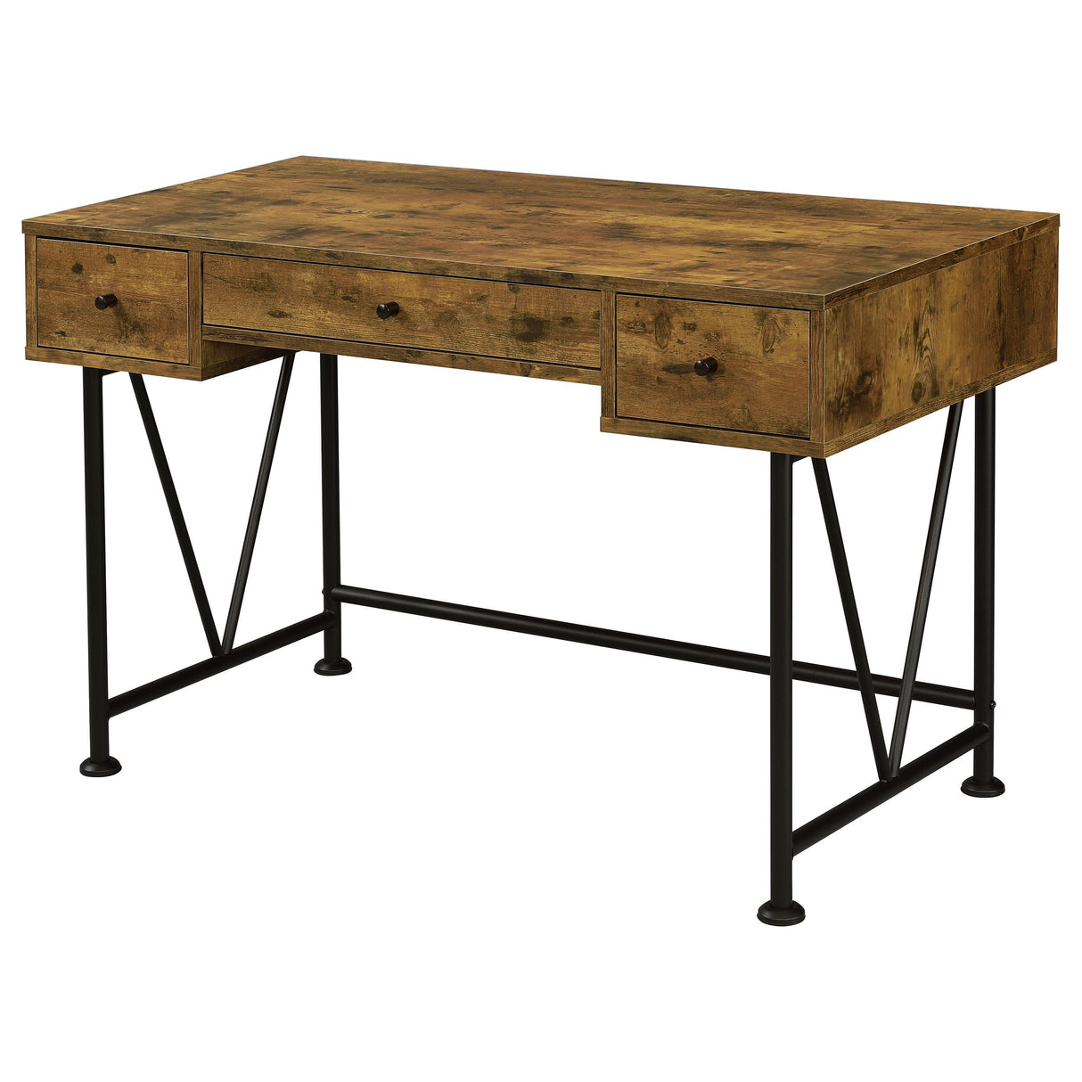 Analiese Antique Nutmeg and Black 2-Piece 3-Drawer Writing Desk Set from Coaster - Luna Furniture