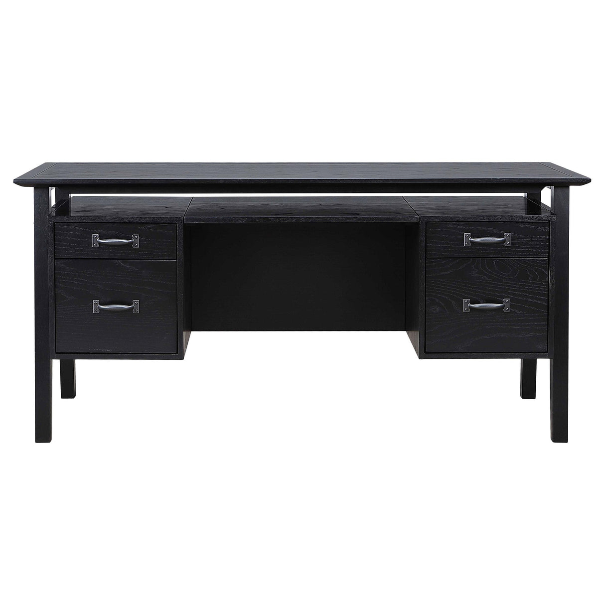 Goodson Black 64-inch 4-Drawer Double Pedestal Computer Desk from Coaster - Luna Furniture