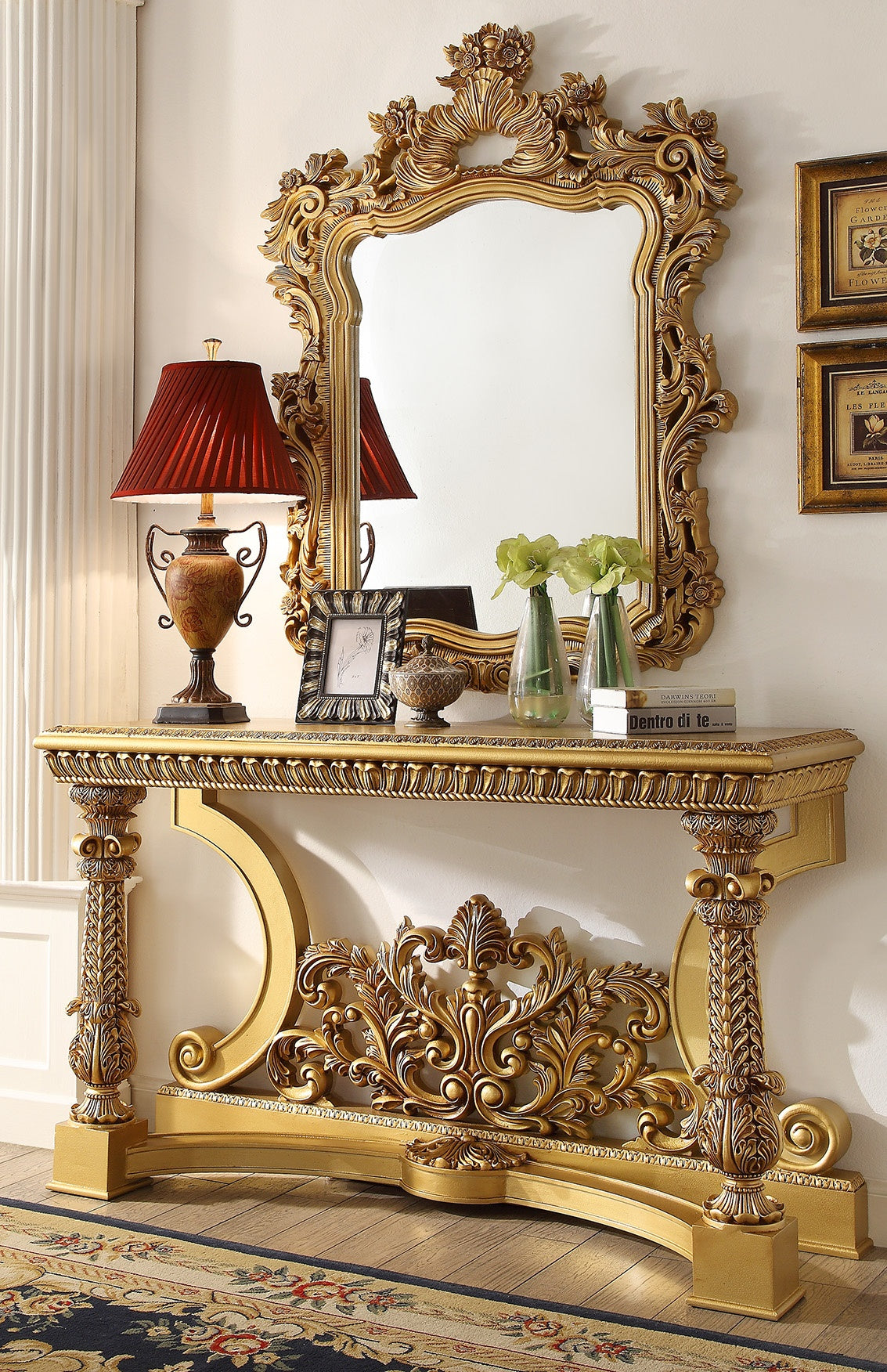 HD-8016 Metallic Bright Gold Console Table from Homey Design - Luna Furniture