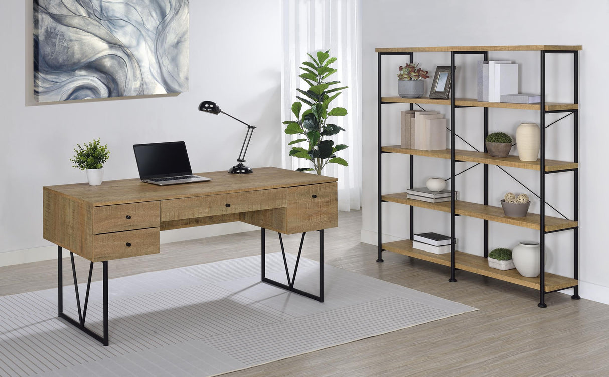Analiese Mango 63-inch 4-shelf Double Bookshelf from Coaster - Luna Furniture