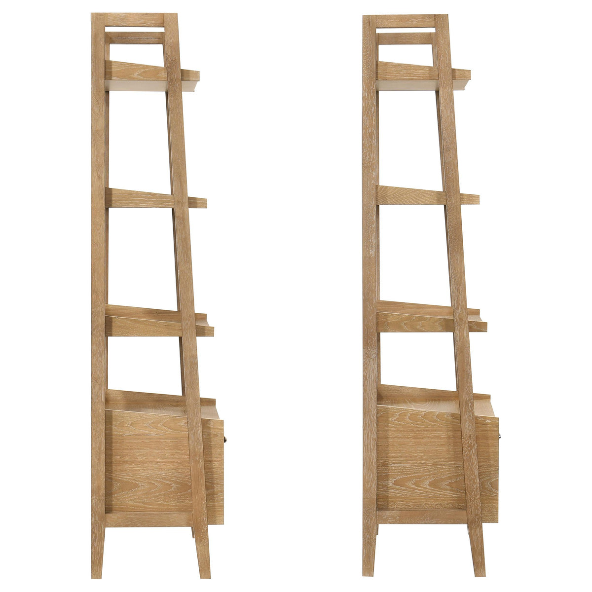 Fabian Distressed Light Brown 2-Piece 4-Shelf Bookshelf with Drawer from Coaster - Luna Furniture