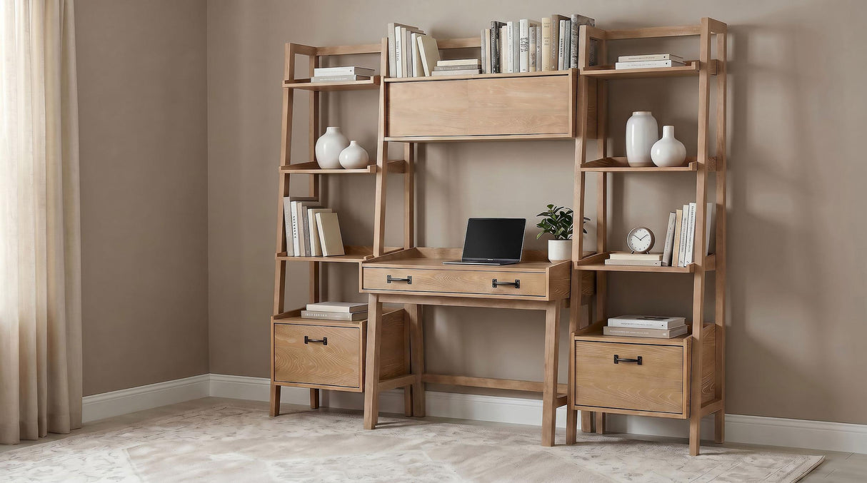 Fabian Distressed Light Brown Bookshelf Bridge with Cubbies from Coaster - Luna Furniture