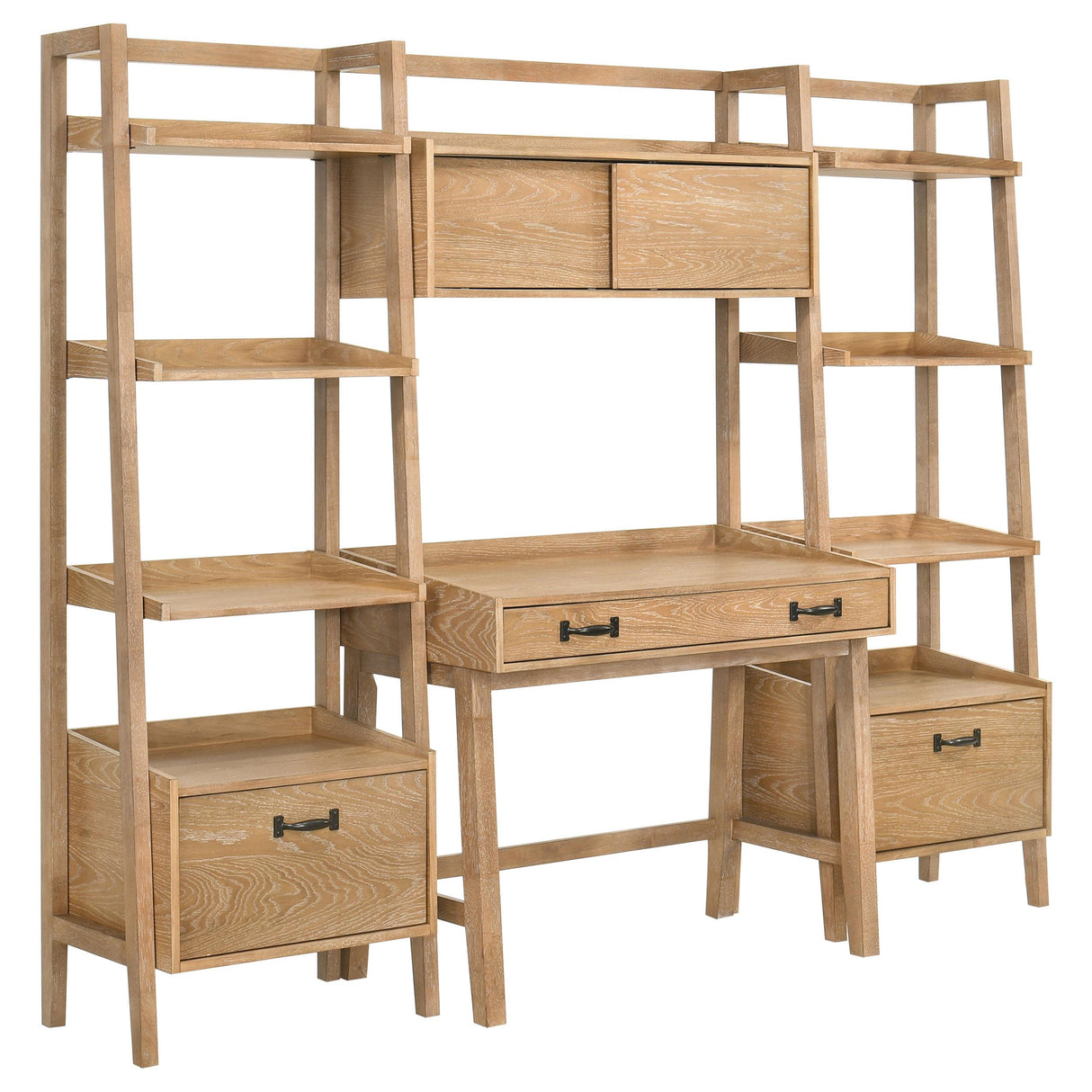 Fabian Distressed Light Brown Bookshelf Bridge with Cubbies from Coaster - Luna Furniture
