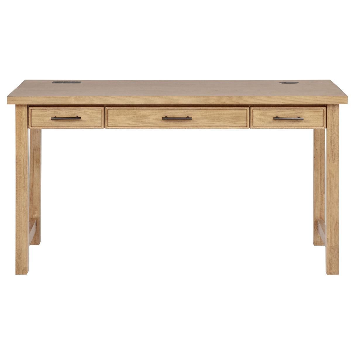 Vermes Light Ash 55-inch 3-drawer Writing Desk with Power Outlet from Coaster - Luna Furniture