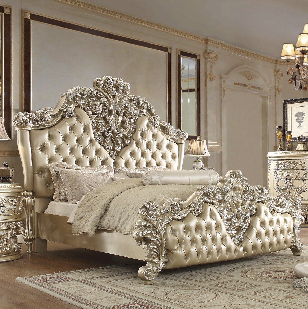 HD-8022 Champagne Gold Bed from Homey Design - Luna Furniture