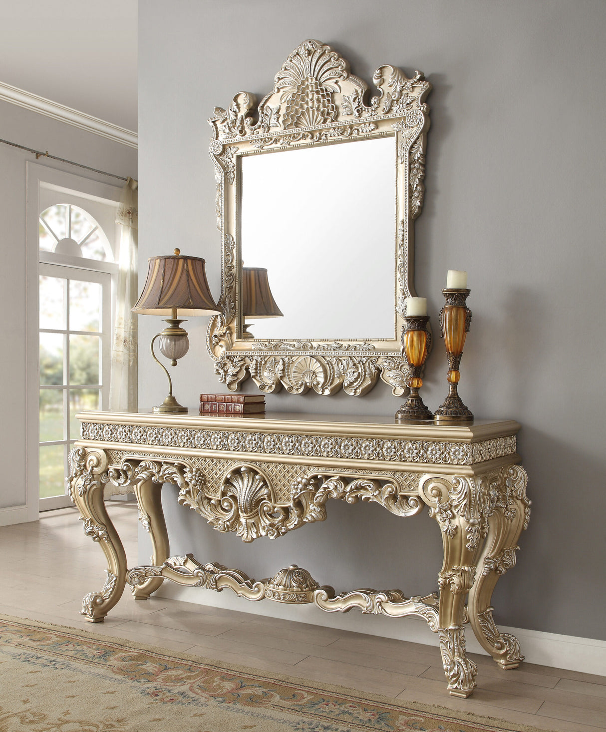 HD-8022 Champagne Gold Console Table from Homey Design - Luna Furniture