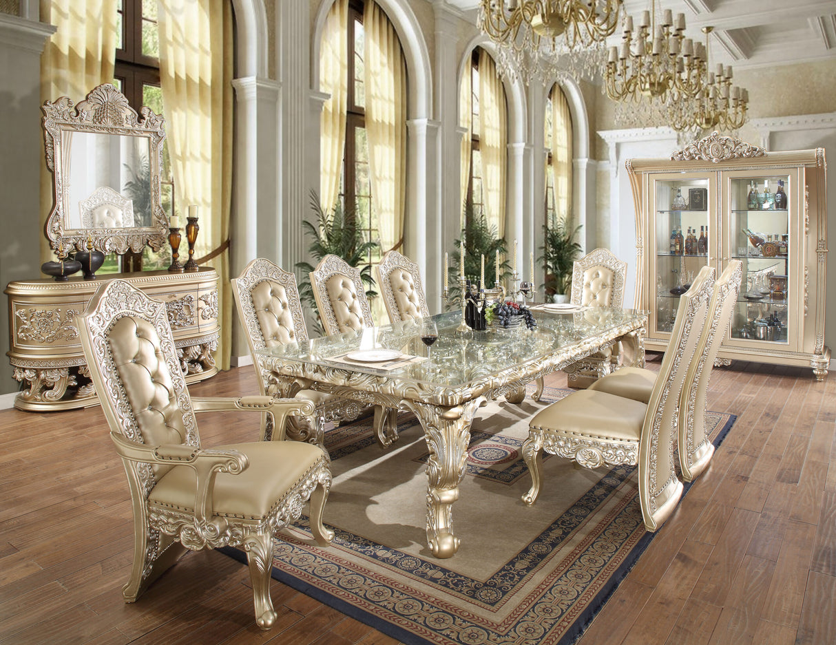 HD-8022 Champagne Gold 7-Piece Dining Room Set from Homey Design - Luna Furniture