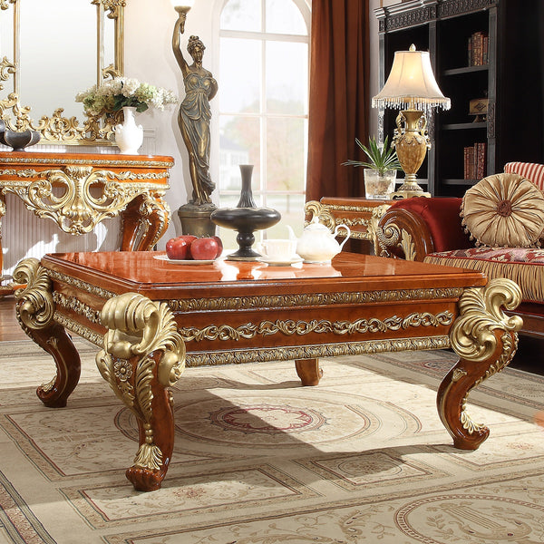 HD-8024 Cherry/Metallic Gold Coffee Table