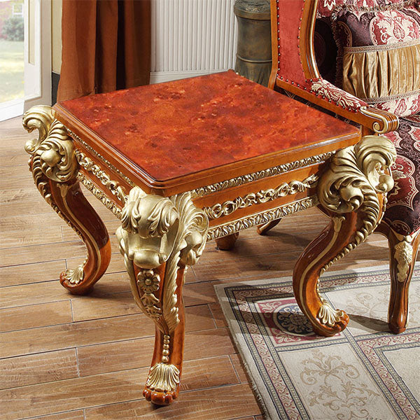 HD-8024 Cherry/Metallic Gold 3-Piece Coffee Table Set from Homey Design - Luna Furniture