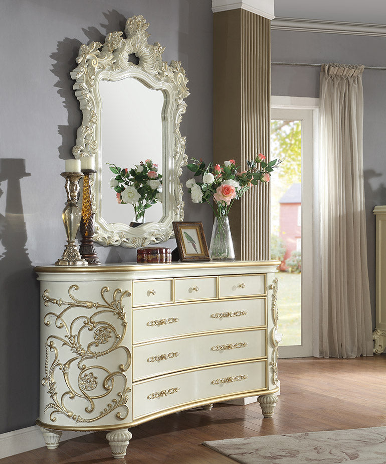 HD-8032 Ivory/Metallic Antique Gold 4-Piece Eastern King Bedroom Set from Homey Design - Luna Furniture