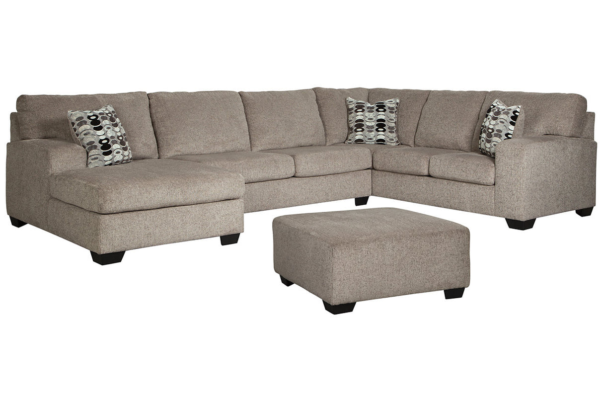 Ballinasloe Platinum 3-Piece Sectional with Ottoman from Ashley - Luna Furniture