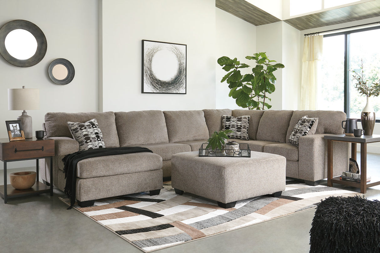 Ballinasloe Platinum 3-Piece Sectional with Ottoman from Ashley - Luna Furniture