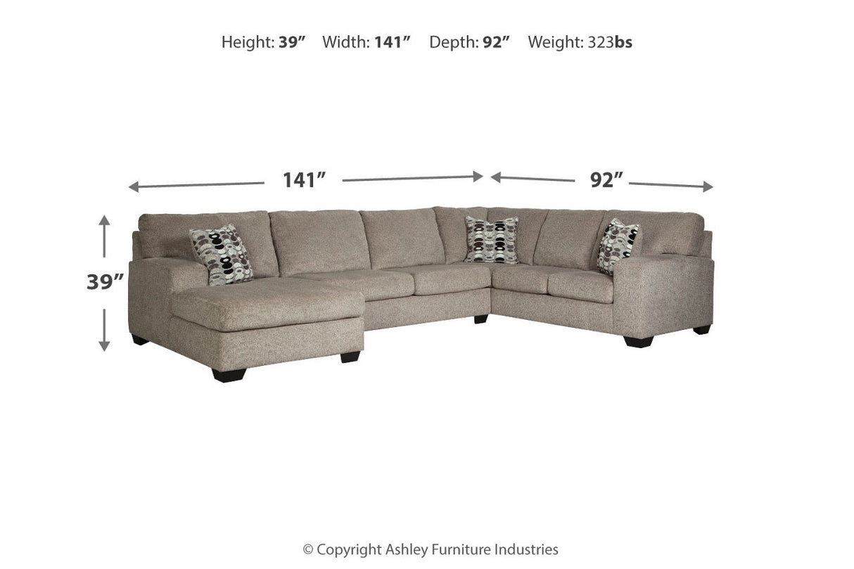 Ballinasloe Platinum 3-Piece Sectional with Ottoman from Ashley - Luna Furniture