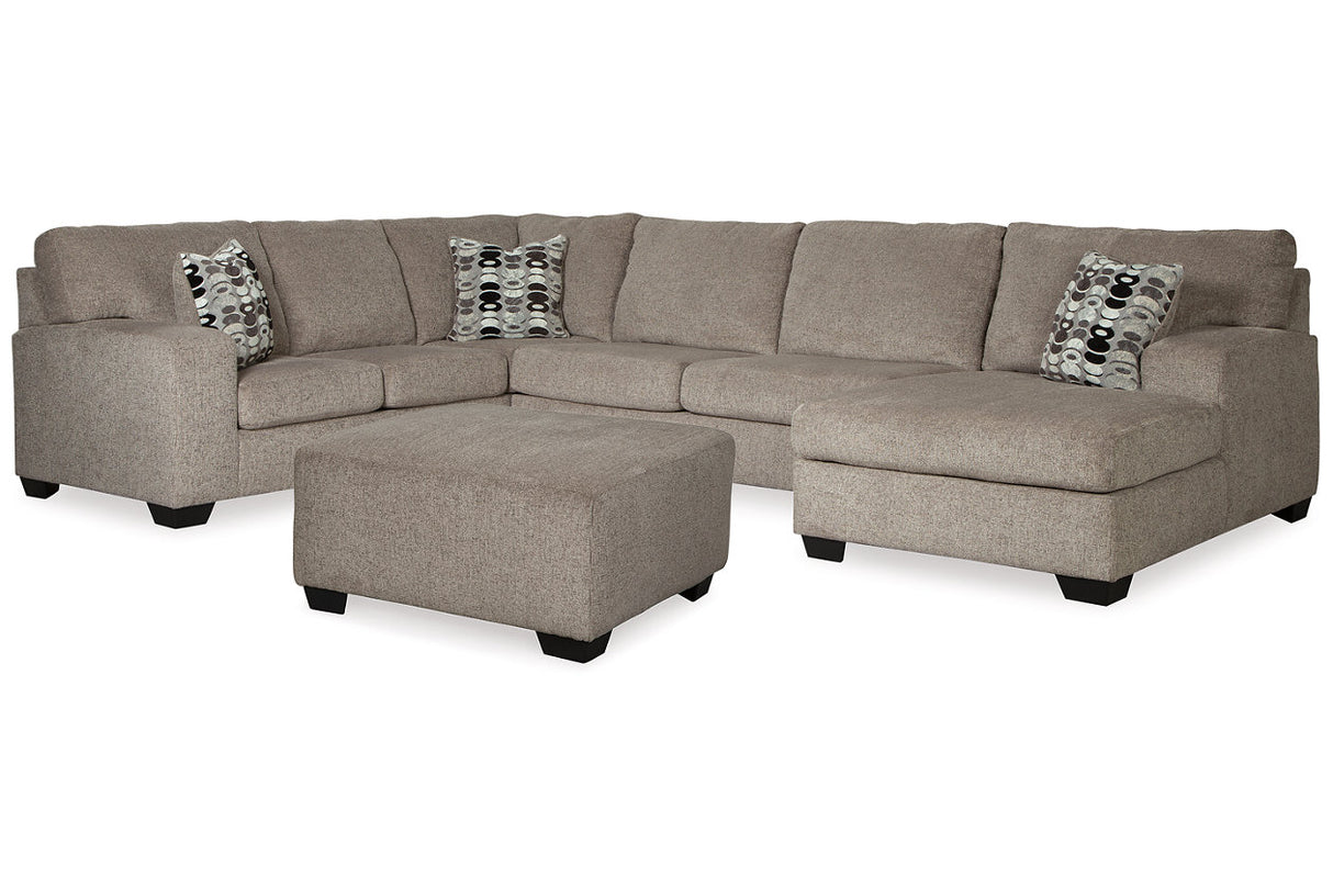 Ballinasloe Platinum 3-Piece Sectional and Ottoman from Ashley - Luna Furniture