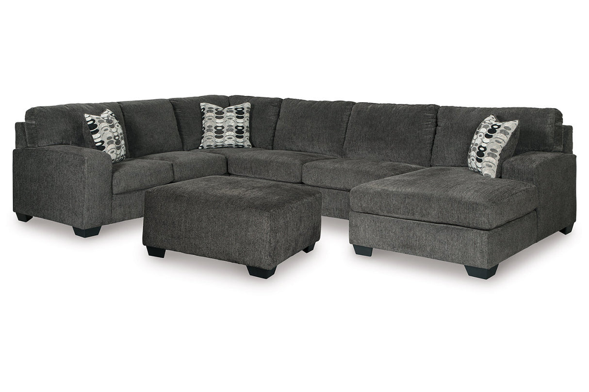 Ballinasloe Smoke 3-Piece Sectional and Ottoman from Ashley - Luna Furniture