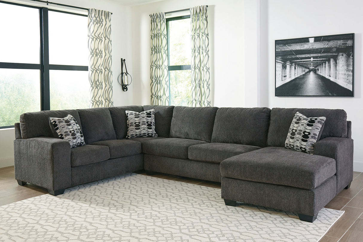 Ballinasloe Smoke 3-Piece Sectional and Ottoman from Ashley - Luna Furniture