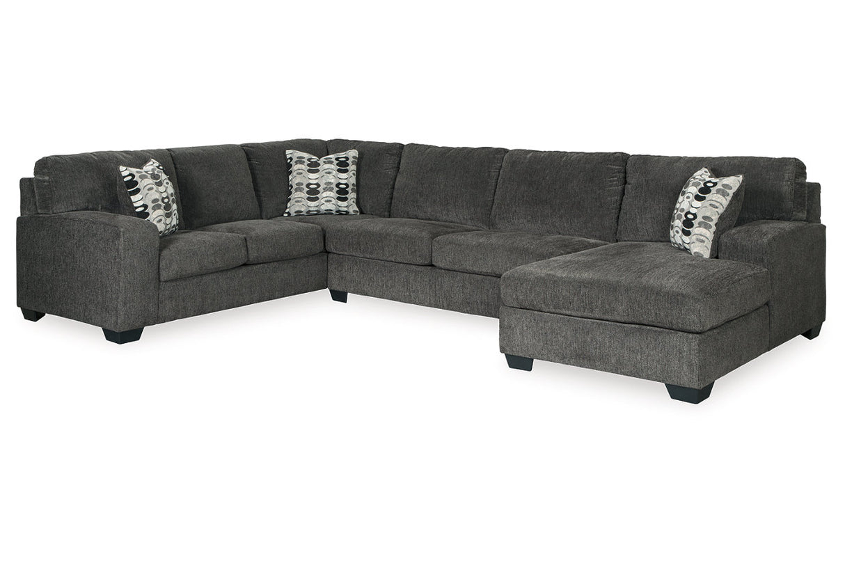 Ballinasloe Smoke 3-Piece Sectional and Ottoman from Ashley - Luna Furniture