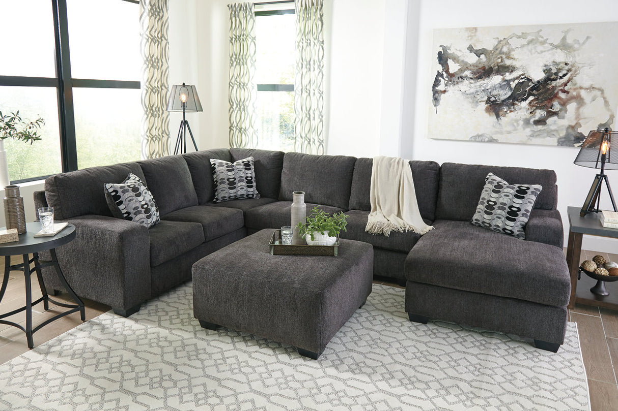 Ballinasloe Smoke 3-Piece Sectional and Ottoman from Ashley - Luna Furniture