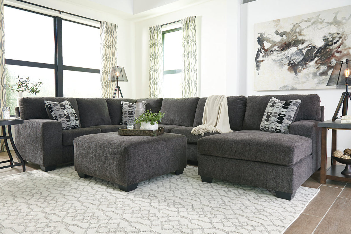 Ballinasloe Smoke 3-Piece Sectional and Ottoman from Ashley - Luna Furniture